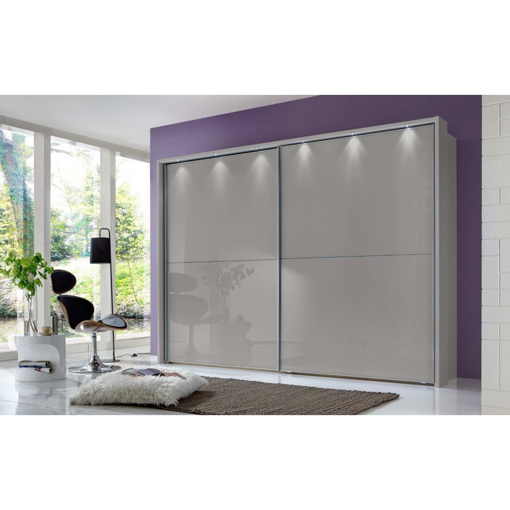 Wiemann Berlin Pebble Grey Glass Front Sliding Door Wardrobe