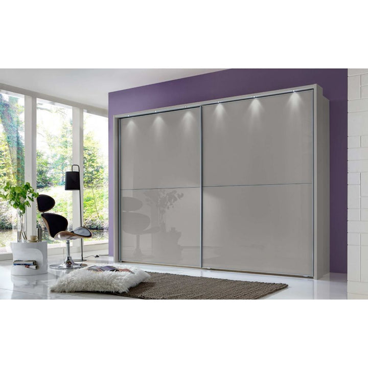 Wiemann Berlin Pebble Grey Glass Front Sliding Door Wardrobe