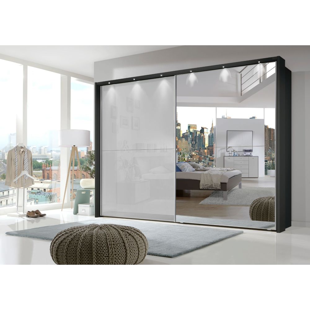 Wiemann Berlin Sliding Door Wardrobe Graphite & Pebble Grey Glass