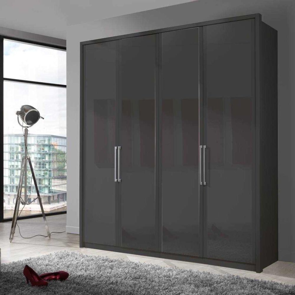 Wiemann Berlin Graphite Glass & Mirror Front Hinged Door Wardrobe