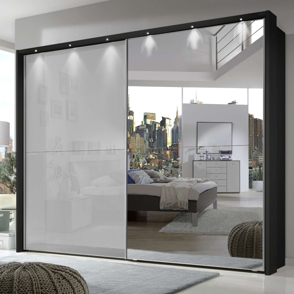 Wiemann Berlin Sliding Door Wardrobe Graphite & Pebble Grey Glass