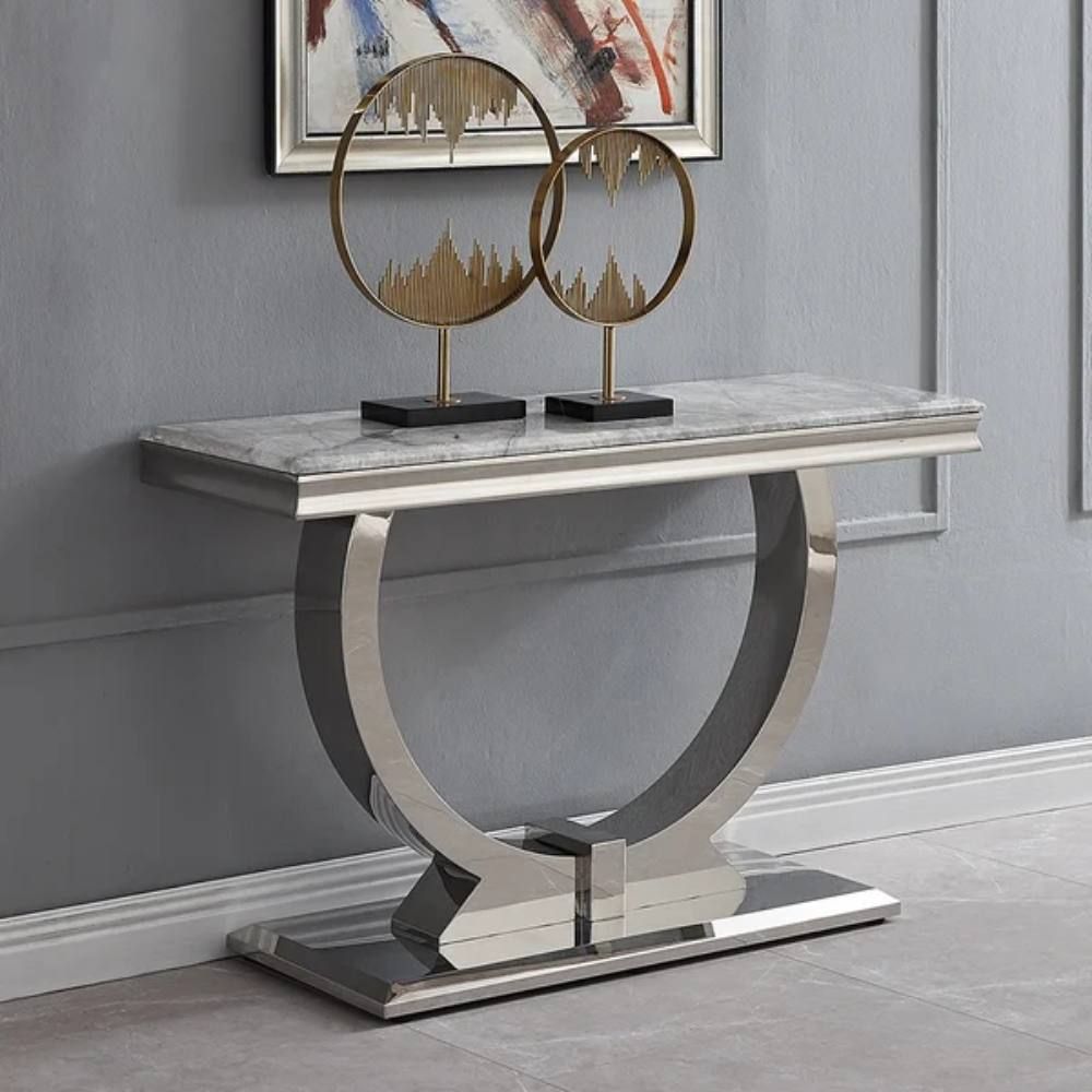 Arianna Light Grey Marble Top Console Table