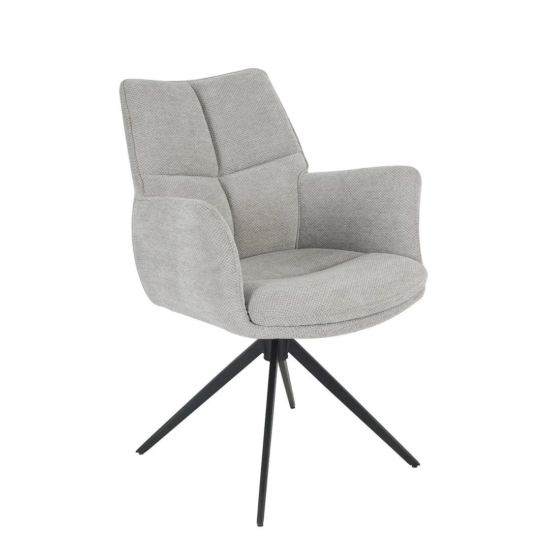Cameo Dining Table with 4 Perla Carver Swivel Chairs