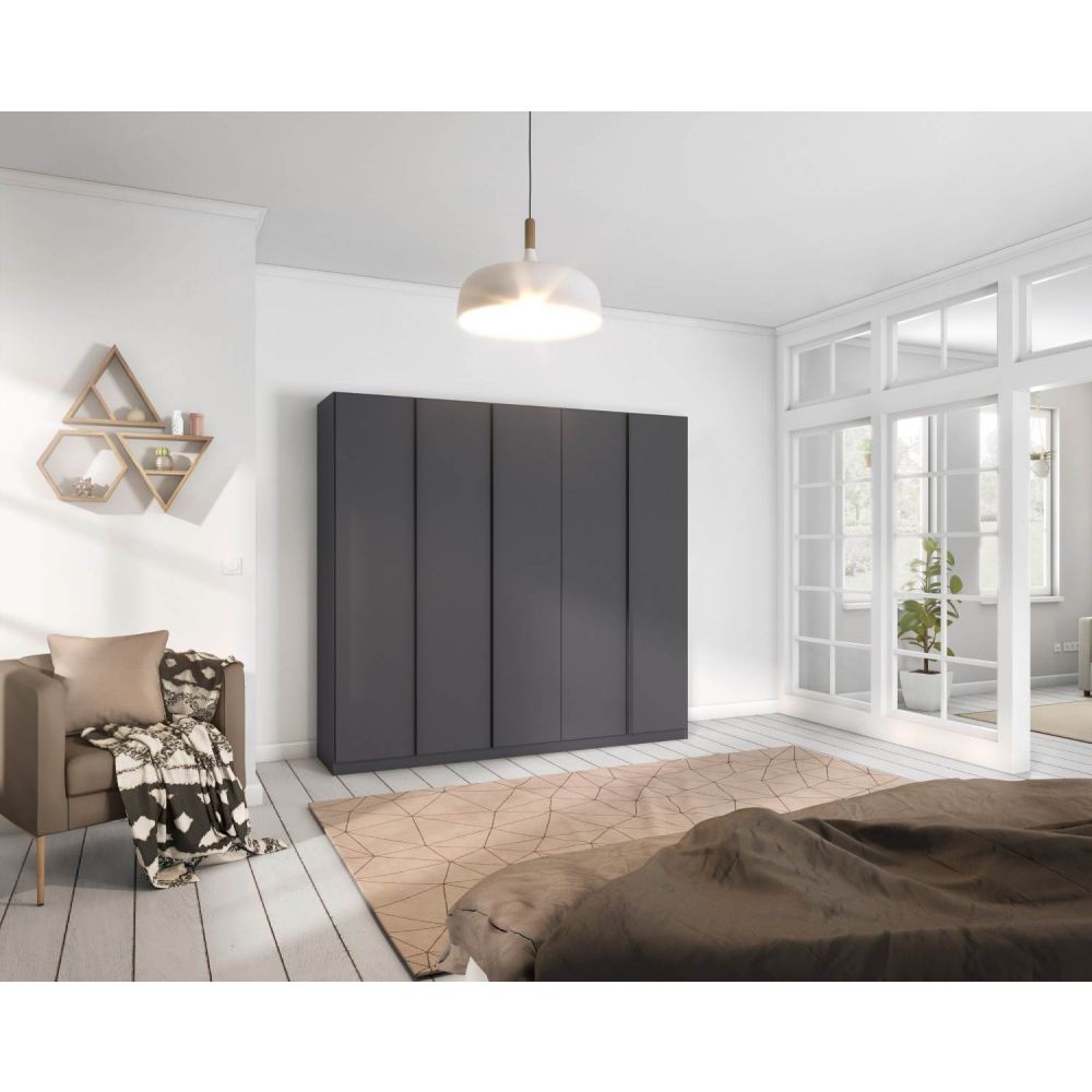 Rauch Monostar Metallic Grey 5 Door Hinged Wardrobe W226CM