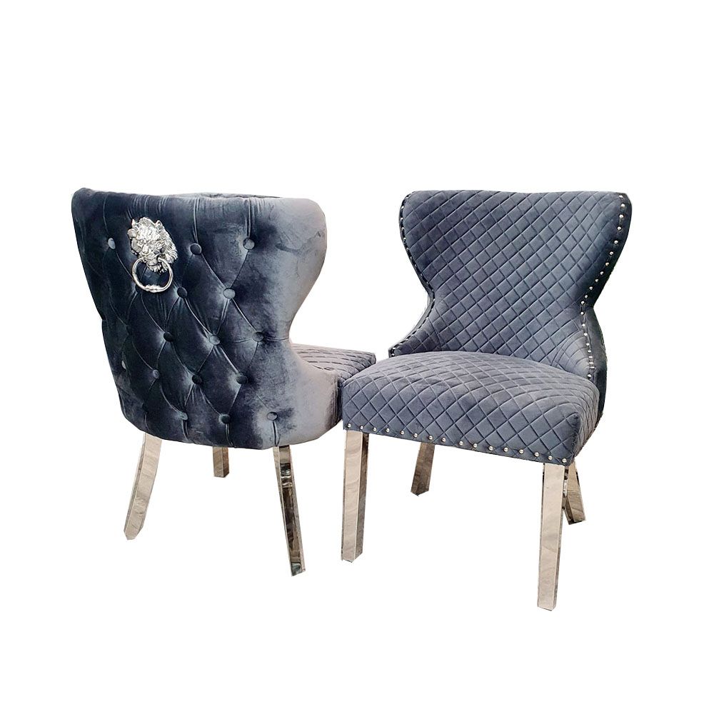 Arianna 1.8m Grey Marble Top Dining Table With 6 Lewis Shimmer Chairs