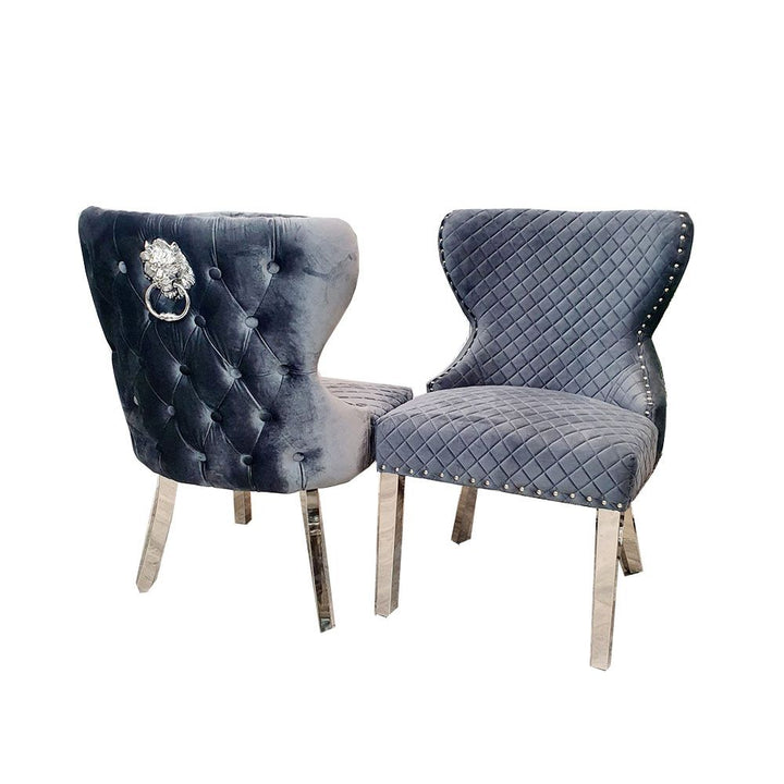 Arianna 1.8m Grey Marble Top Dining Table With 6 Lewis Shimmer Chairs
