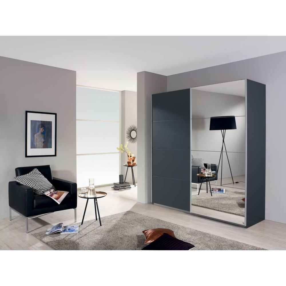Rauch Subito Metallic Grey & Mirror 2 Door Sliding Wardrobe