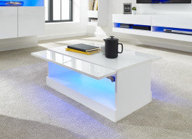 WhiteMist Lift Coffee Table With LED White