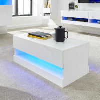WhiteMist Lift Coffee Table With LED White