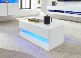 WhiteMist Lift Coffee Table With LED White