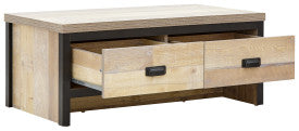 Oak Wood Coffee Table with Twin Drawers