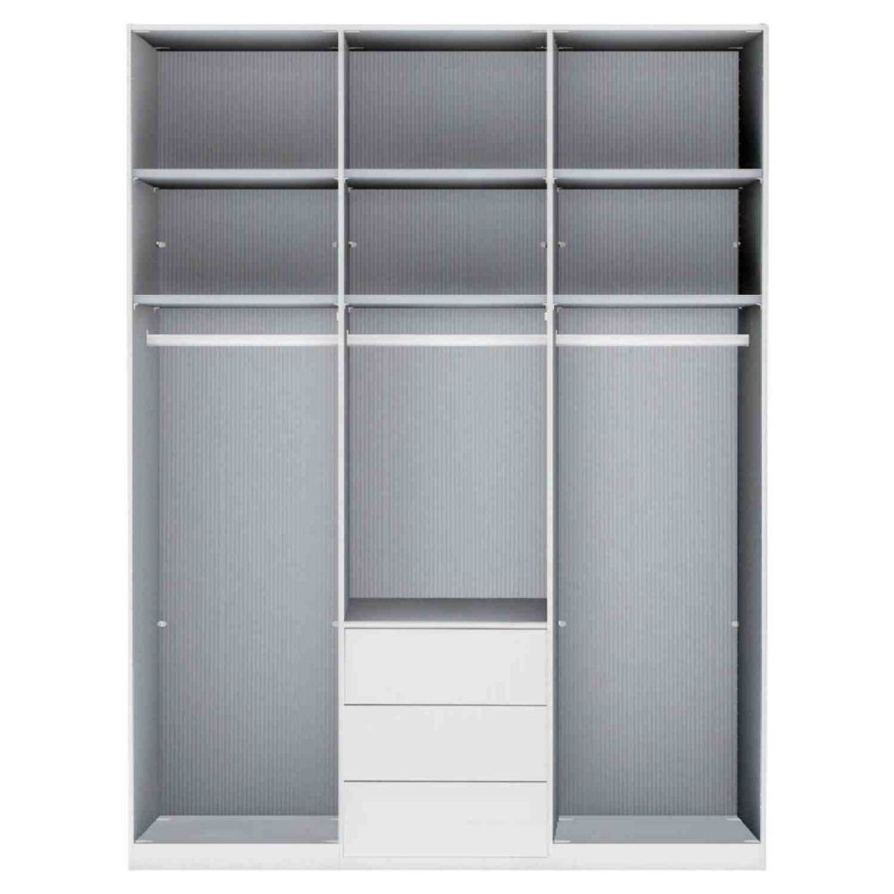 Wiemann Monaco 3 Door Hinged Glass Front Wardrobe With Drawers