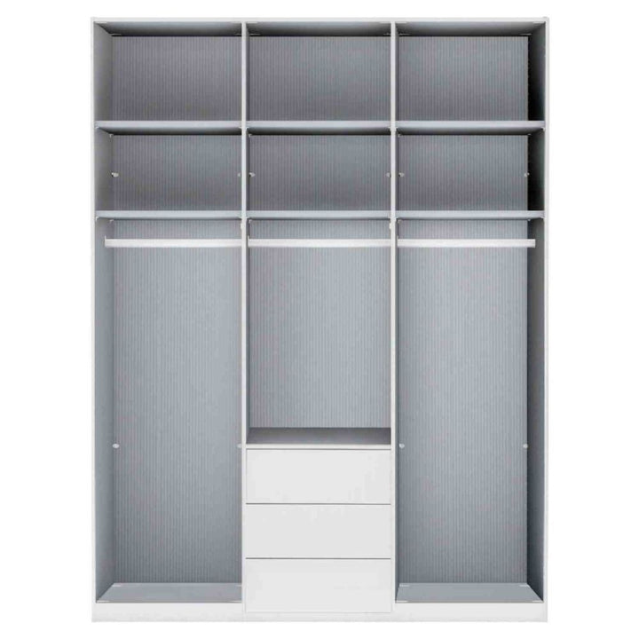 Wiemann Monaco 3 Door Hinged Glass Front Wardrobe With Drawers