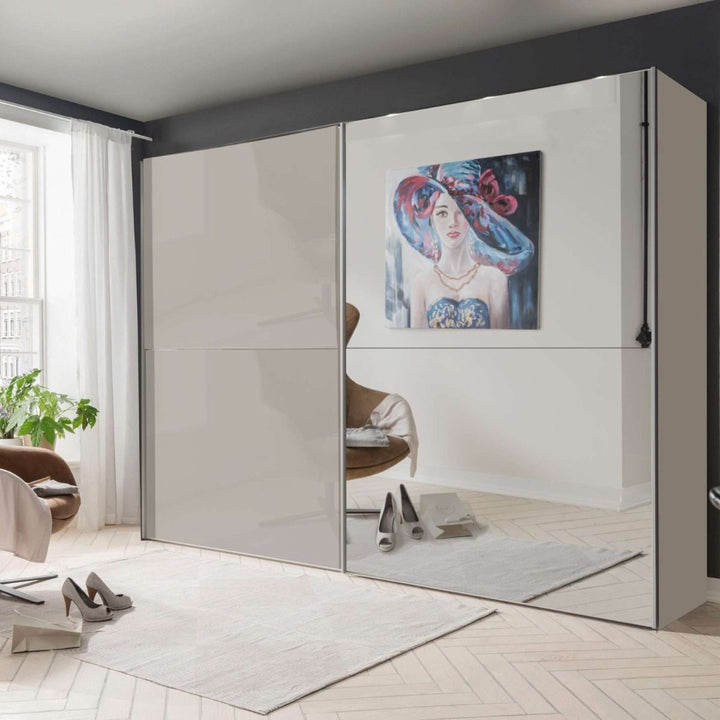 Kacey Glass & Mirror Front Sliding Door Wardrobe