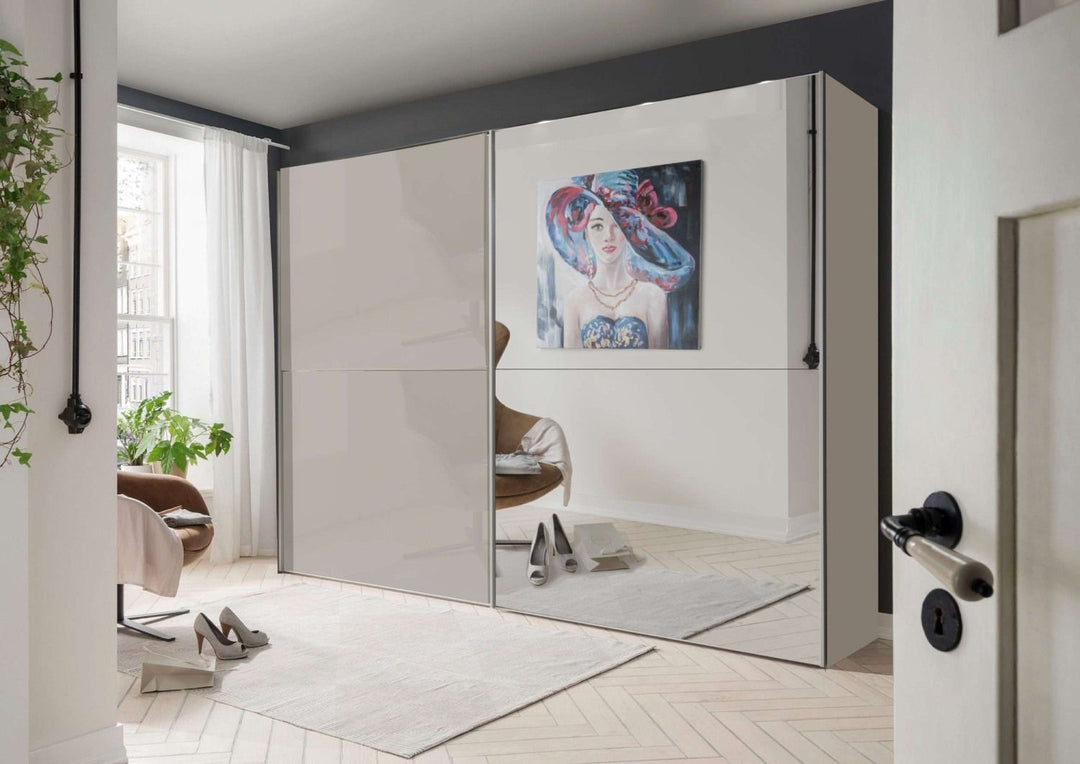 Kacey Glass & Mirror Front Sliding Door Wardrobe