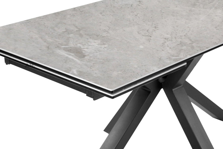 Marco White Ceramic Large Extending Dining Table With Tessan Dining Chair Grey - Evoke Home 