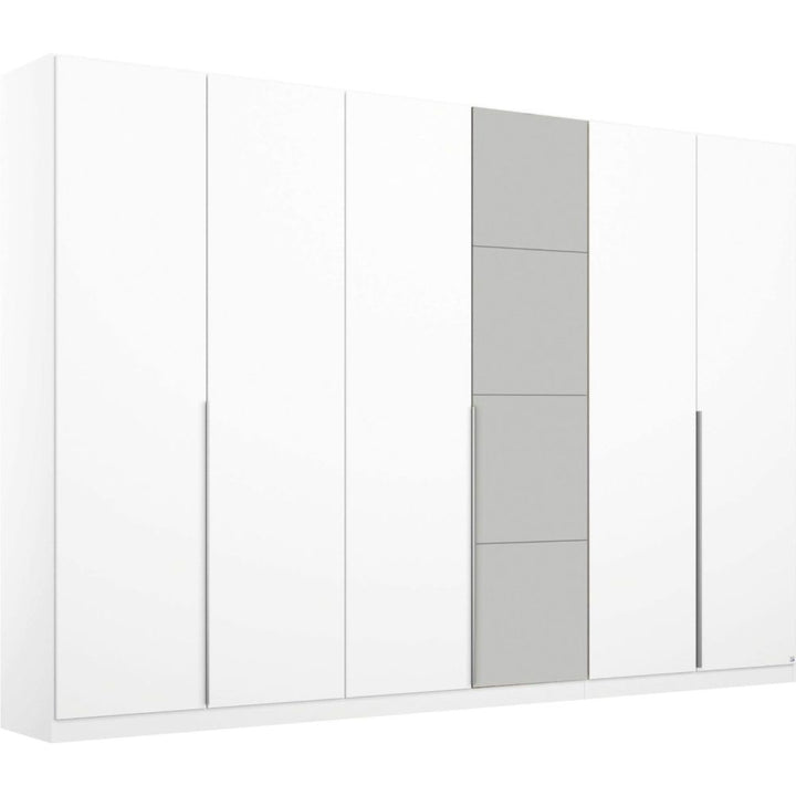Rauch Bellezza High Gloss White and Grey 6 Door Hinged wardrobe