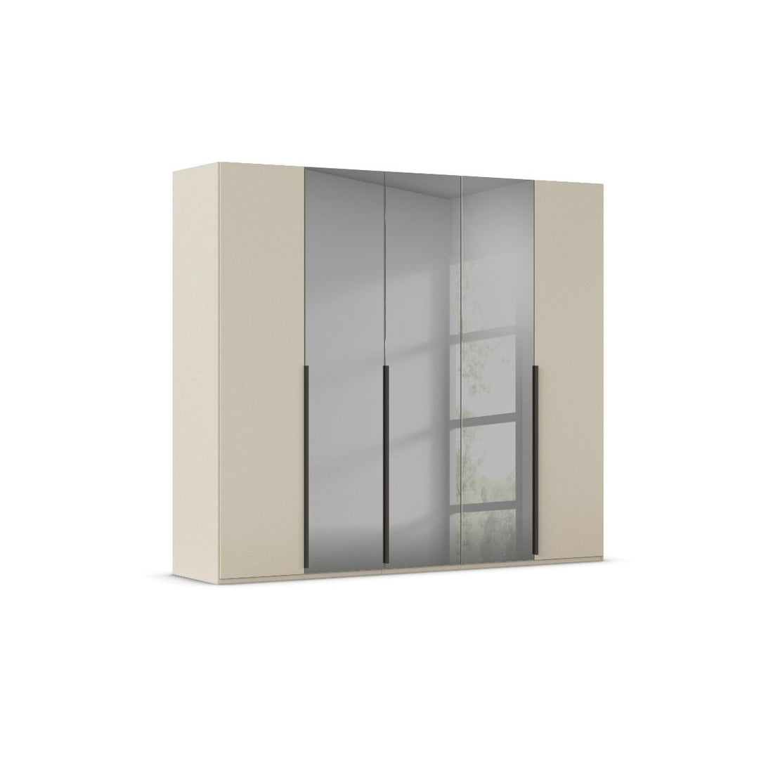 Elena 5 Door Hinged Wardrobe With Grey Mirrored Middle Doors