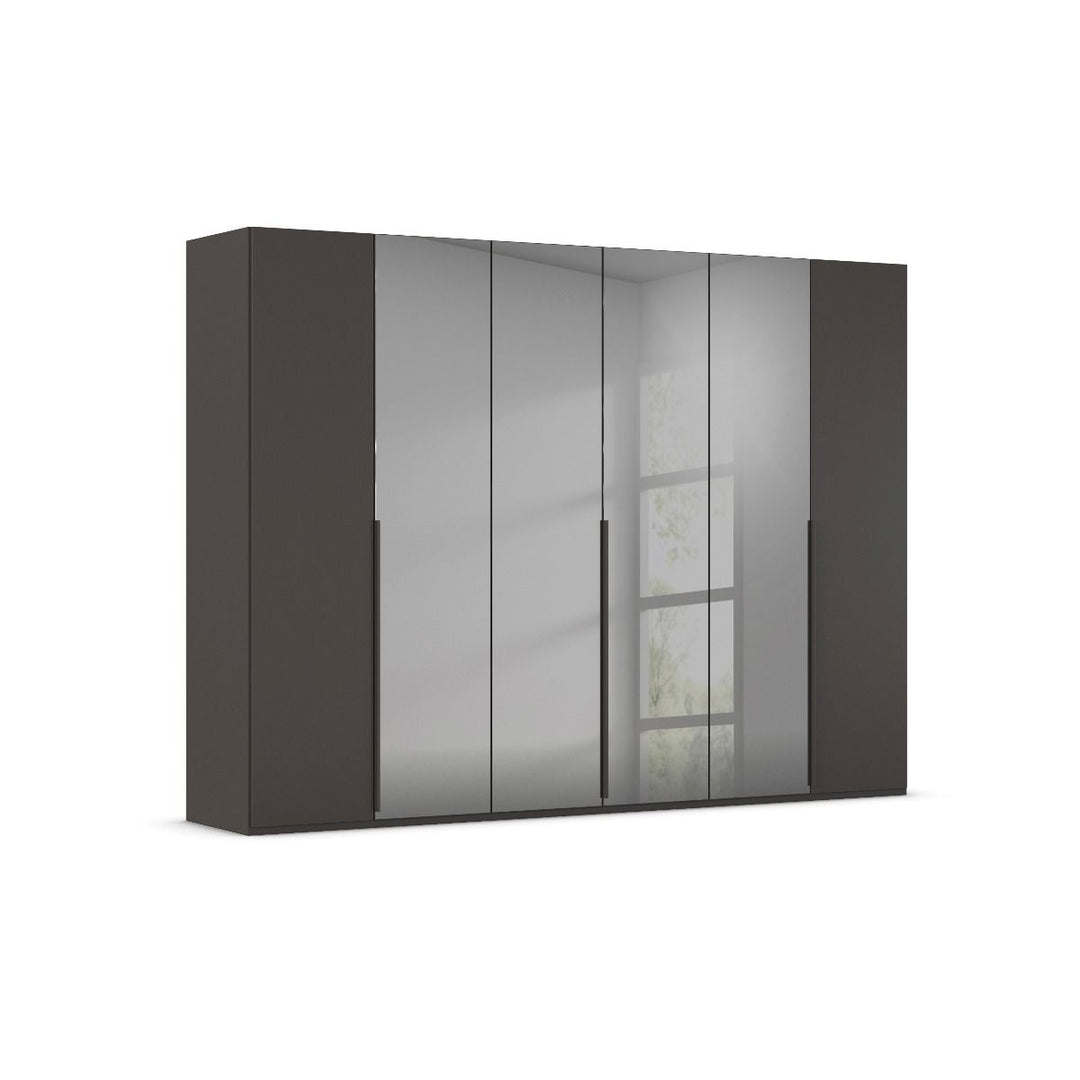 Elena 6 Door Hinged Wardrobe With smoked Mirrored Middle Doors