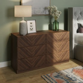 Regal Walnut 3+3 Drawer Chest