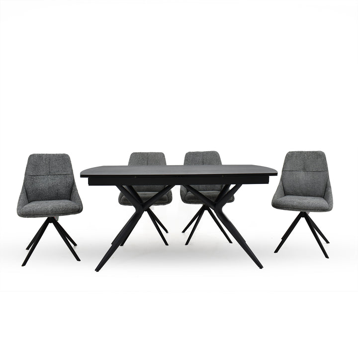 Euphoria extending dining table with Harley dining chair set