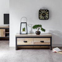 Oak Wood Coffee Table with Twin Drawers