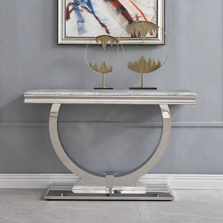 Arianna Light Grey Marble Top Console Table