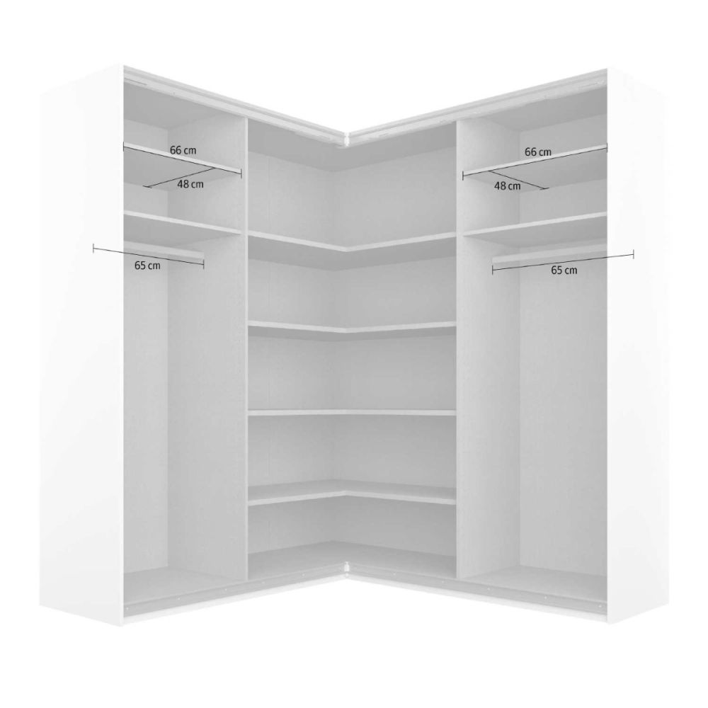 Rauch Luma 181cm 4 Door Corner Sliding Wardrobe with 2 Glass Doors and 2 Mirror Doors