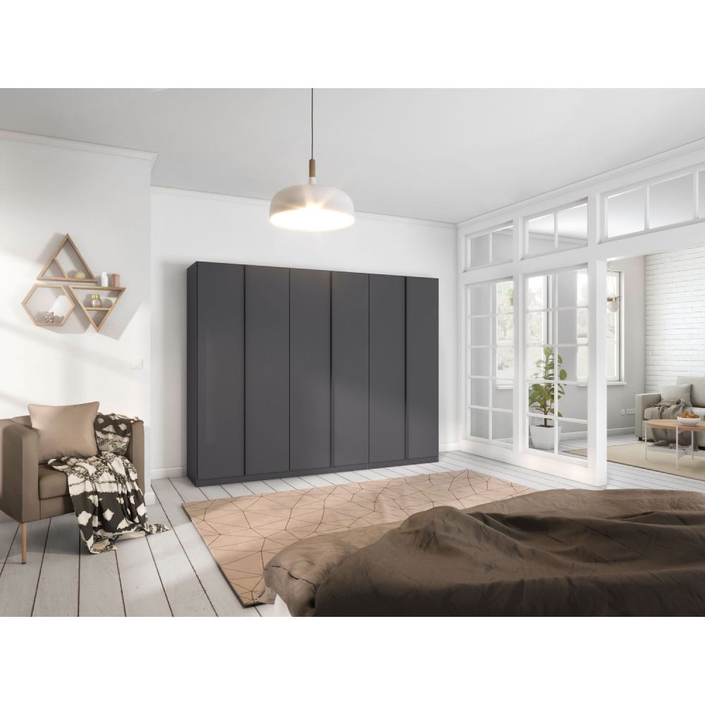 Rauch Monostar Metallic Grey 6 Door Hinged Wardrobe W271CM