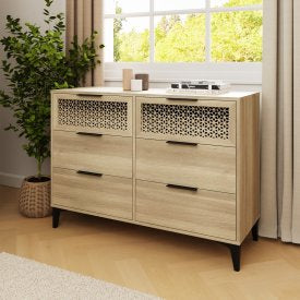 RusticWave 3+3 Drawer Chest Oak