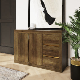 Rustic Knotty Oak Sideboard Cabinet