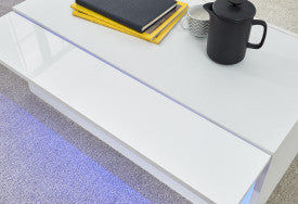 WhiteMist Lift Coffee Table With LED White
