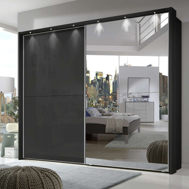 Wiemann Berlin Graphite Glass Front Sliding Door Wardrobe