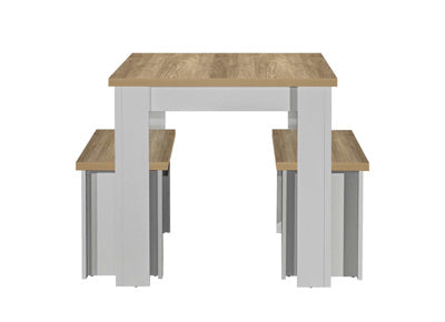 HIGHGATE DINING TABLE AND BENCH SET GREY & OAK EFFECT