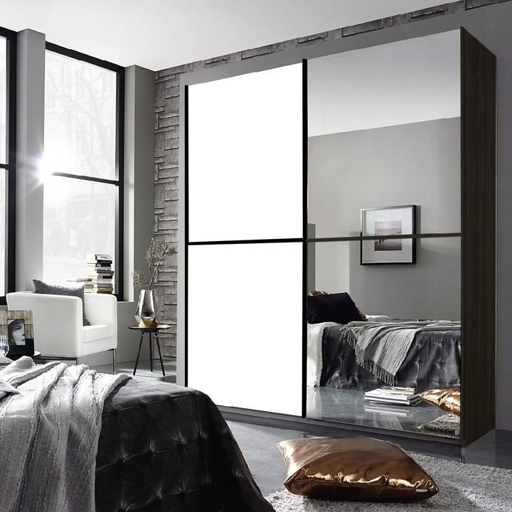 Rauch Essensa Alpine White & Metallic Grey Sliding Door Wardrobe