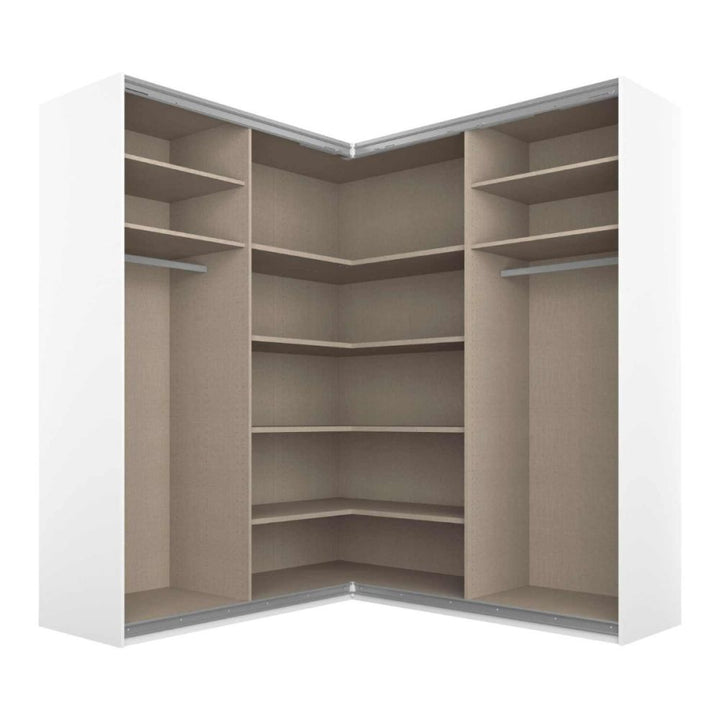 Rauch Luma 181cm 4 Door Corner Sliding Wardrobe with 2 Decor Doors and 2 Mirror Doors