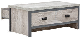 Modern Grey Coffee Table with 2 Storage Drawers