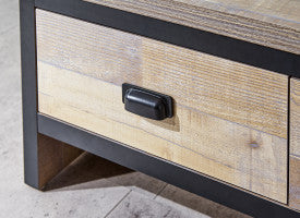 Oak Wood Coffee Table with Twin Drawers