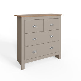Modern Grey 4‑Drawer Chest with Oak‑Effect Top