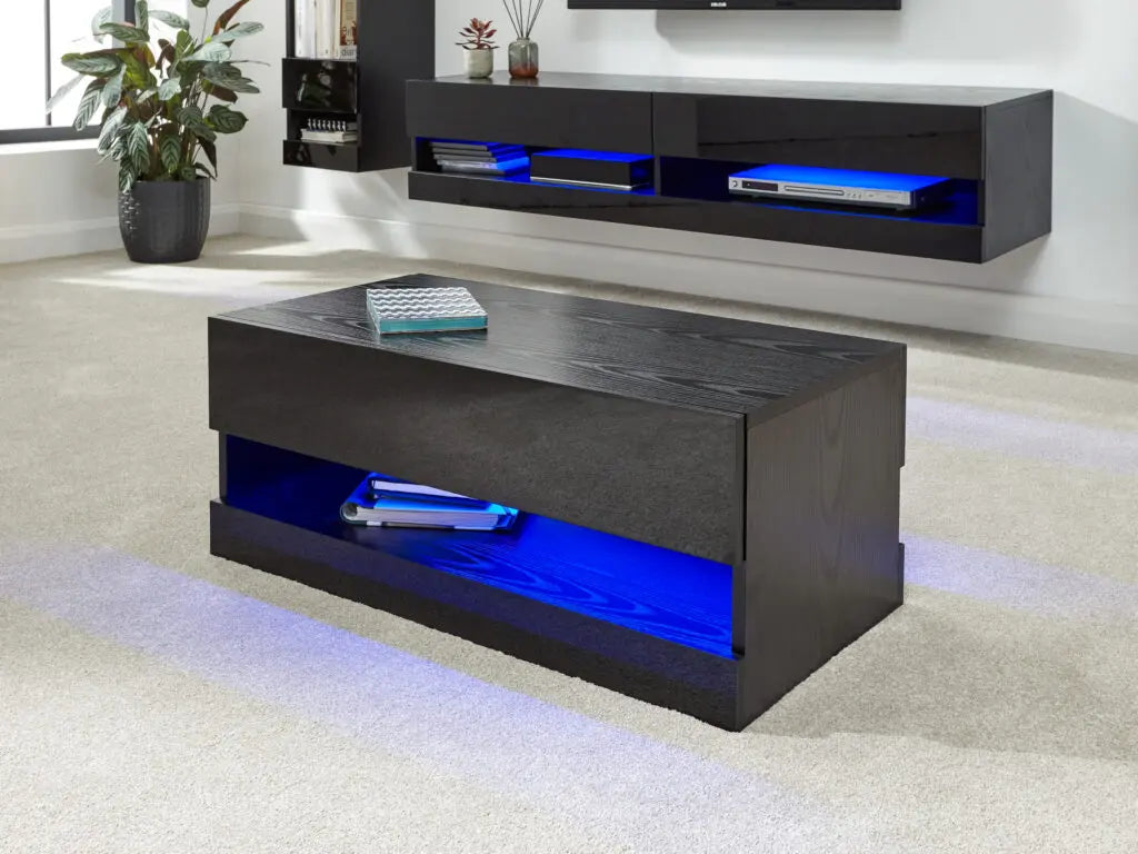 GraphiteWave LED Coffee Table Black