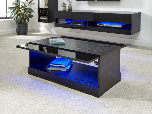 GraphiteWave LED Coffee Table Black
