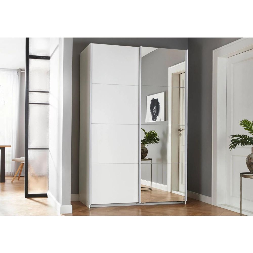 Rauch Luma 136cm 2 Door Sliding Wardrobe with 1 Decor Door and 1 Mirror Door