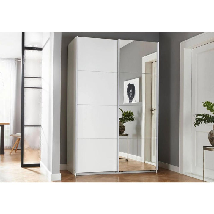 Rauch Luma 136cm 2 Door Sliding Wardrobe with 1 Decor Door and 1 Mirror Door