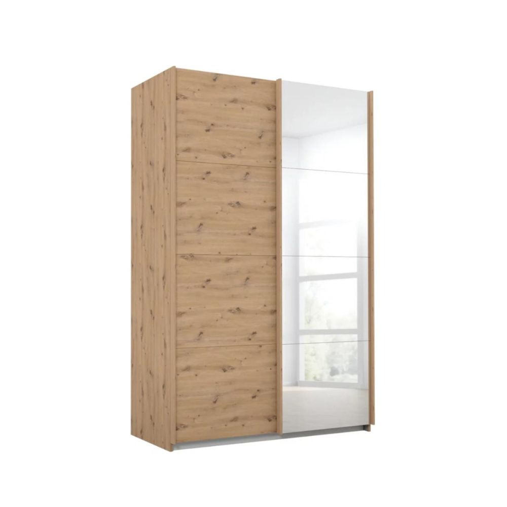 Rauch Luma 136cm 2 Door Sliding Wardrobe with 1 Decor Door and 1 Mirror Door