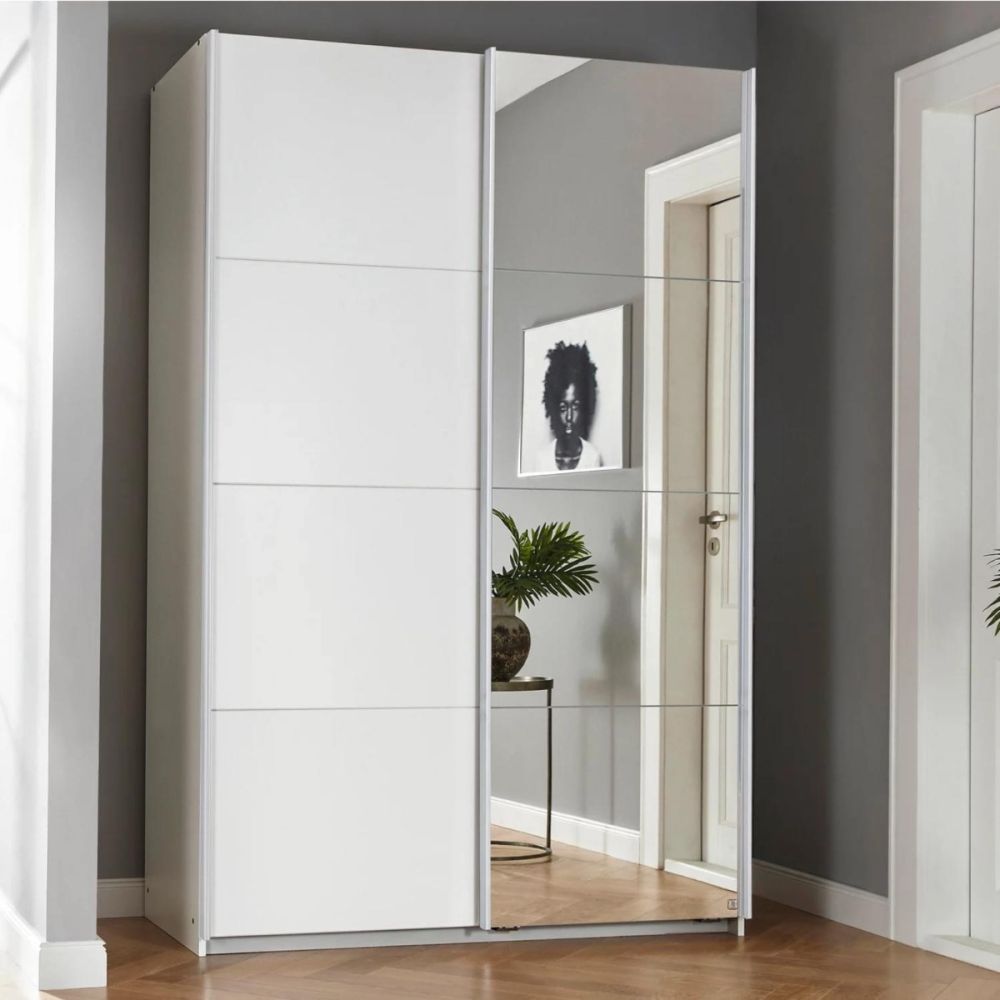 Rauch Luma 136cm 2 Door Sliding Wardrobe with 1 Decor Door and 1 Mirror Door