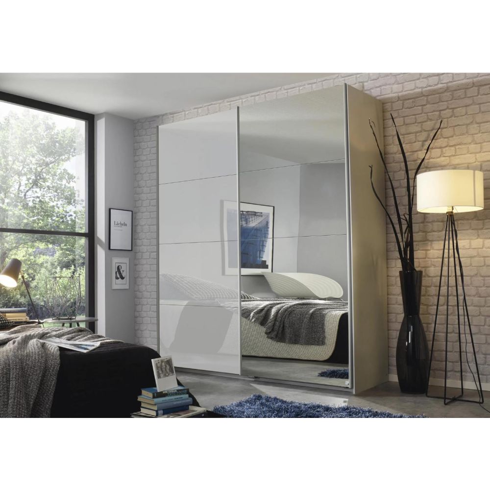 Rauch Luma 181cm 2 Door Sliding Wardrobe with 1 Glass Door and 1 Mirror Door