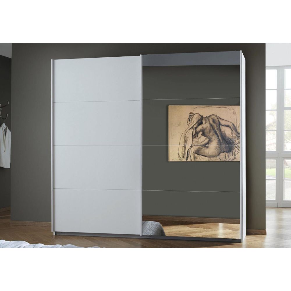 Rauch Luma 226cm 2 Door Sliding Wardrobe with 1 Decor Door and 1 Mirror Door