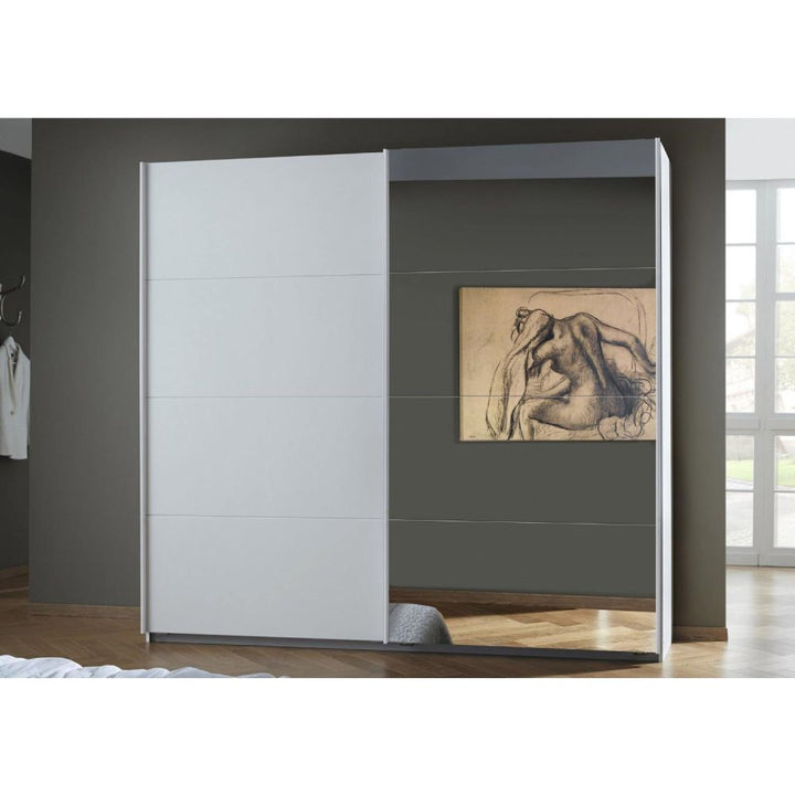 Rauch Luma 226cm 2 Door Sliding Wardrobe with 1 Decor Door and 1 Mirror Door