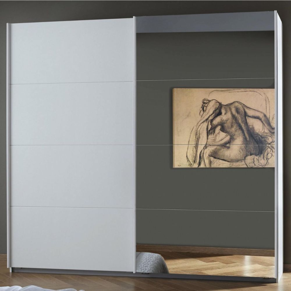 Rauch Luma 226cm 2 Door Sliding Wardrobe with 1 Decor Door and 1 Mirror Door