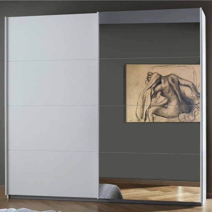 Rauch Luma 226cm 2 Door Sliding Wardrobe with 1 Decor Door and 1 Mirror Door